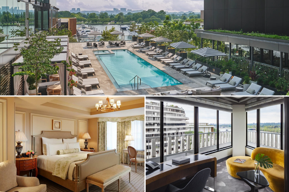 Photo collage of images from three of the best Washington DC hotels