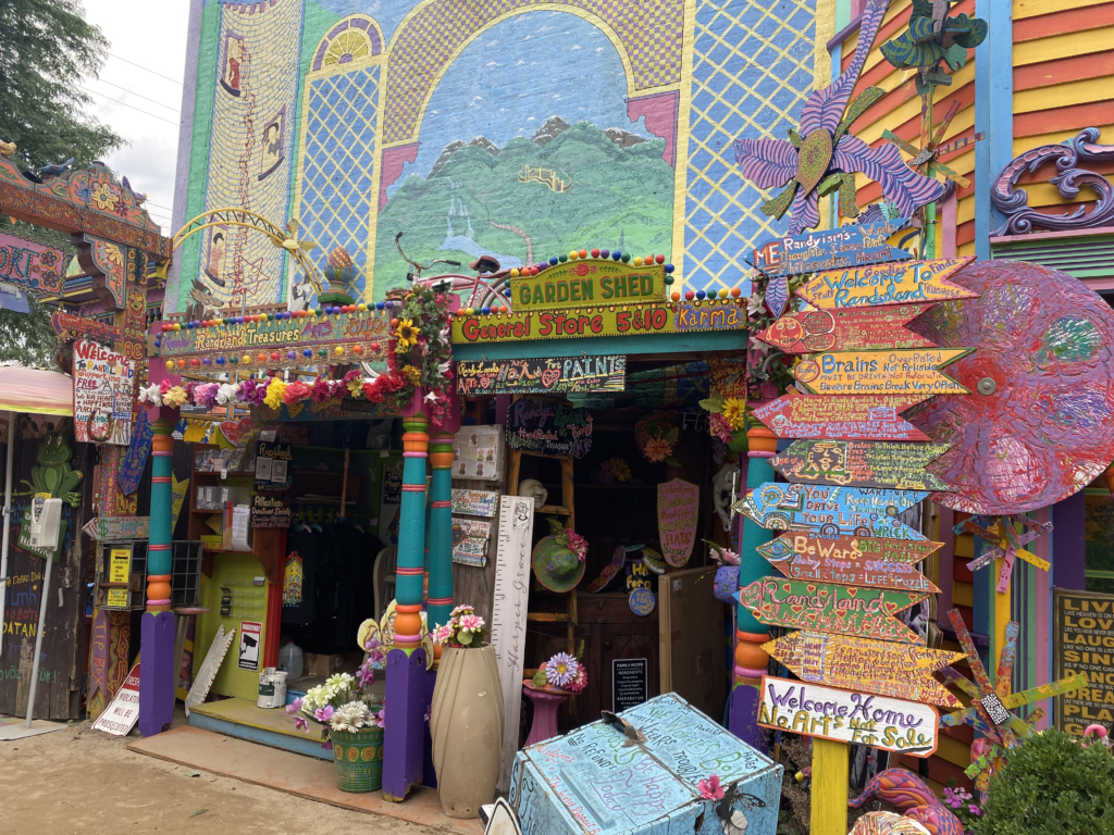 Small shop decorated by colorful decorations